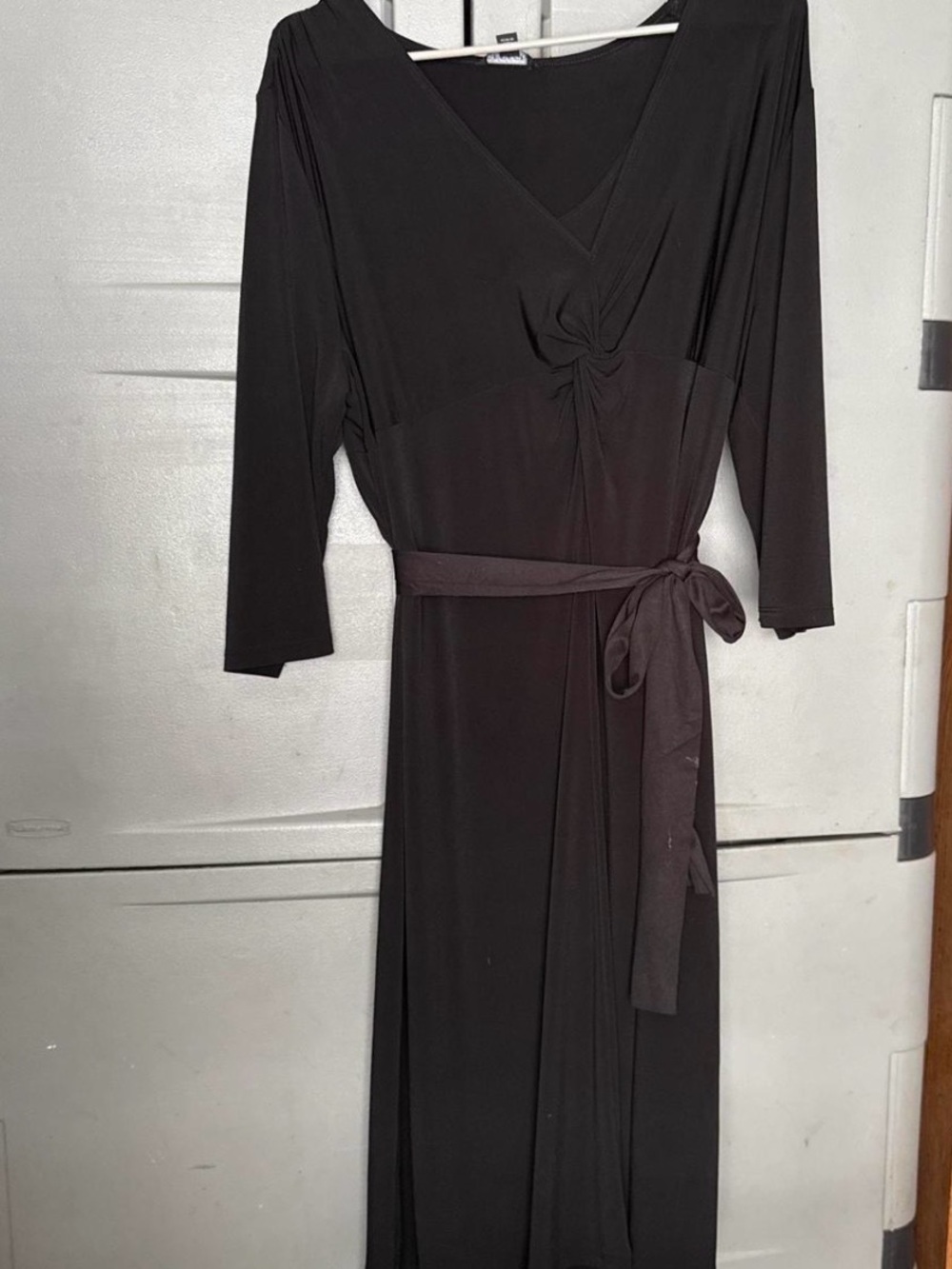 George Black Long-Sleeve Wrap Maxi Dress